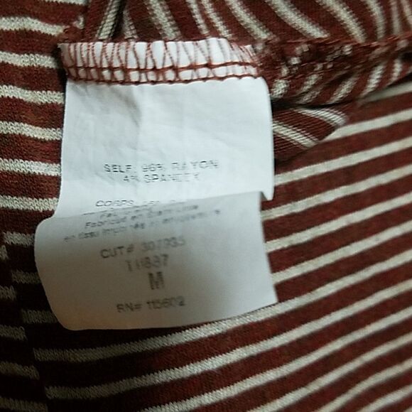 Lush Brown & White Striped Cold Shoulder Top (M) - Picture 6 of 6